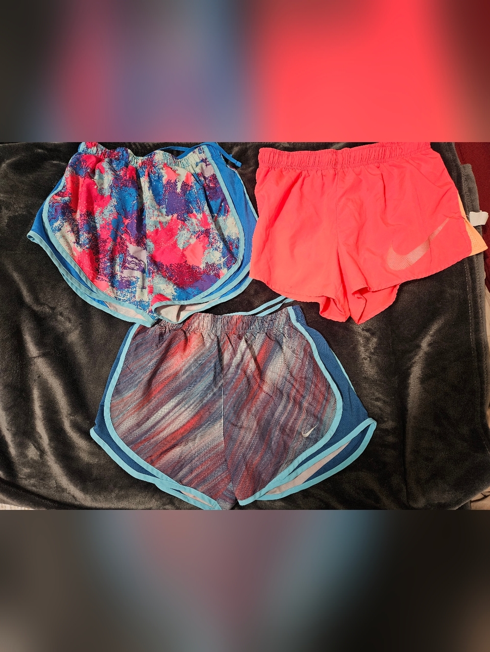 Nike Women's Neon Coral, Blue & Pink Running Shorts 3-Pack